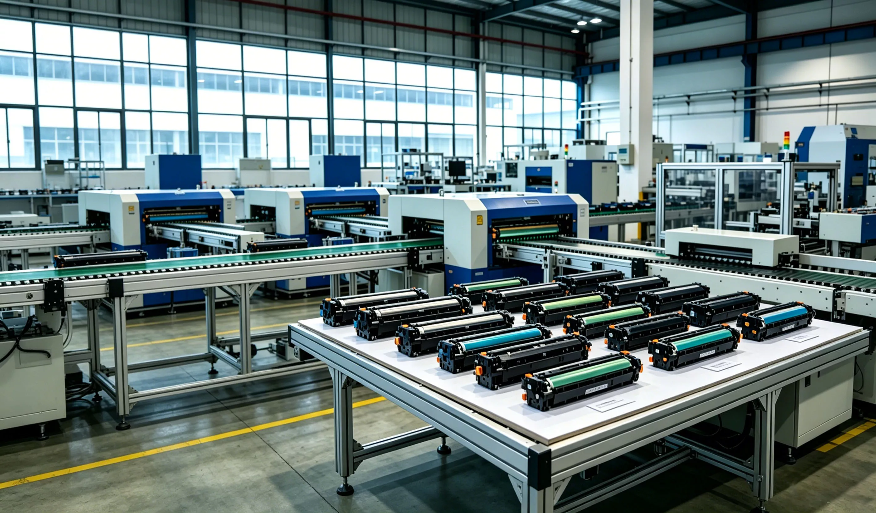 oduction workshop of Zhuhai Junma, professional manufacturing plant for compatible printer toner cartridges & copier printing consumables